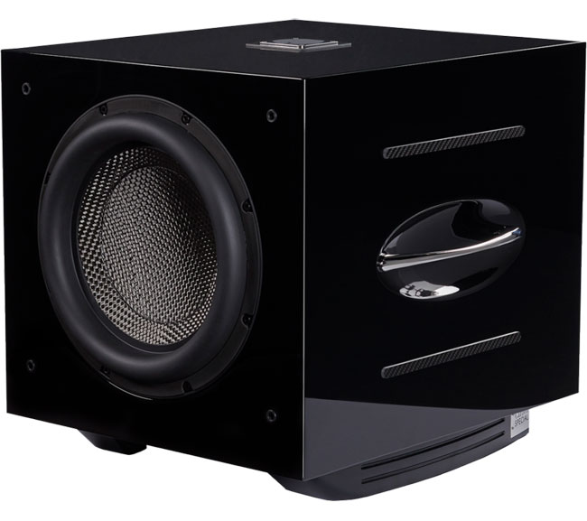 REL Carbon Special subwoofer with visible carbon fibre driver