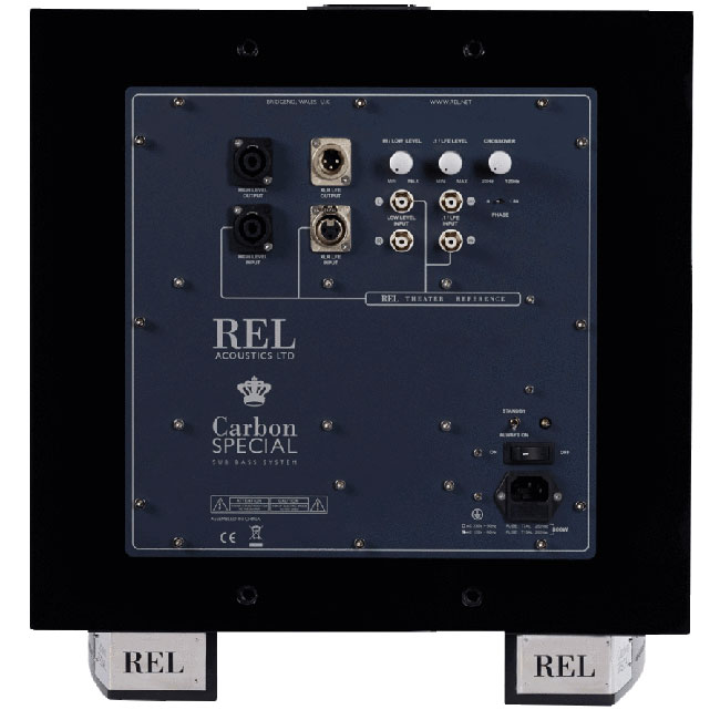 REL Reference subwoofer rear connection panel