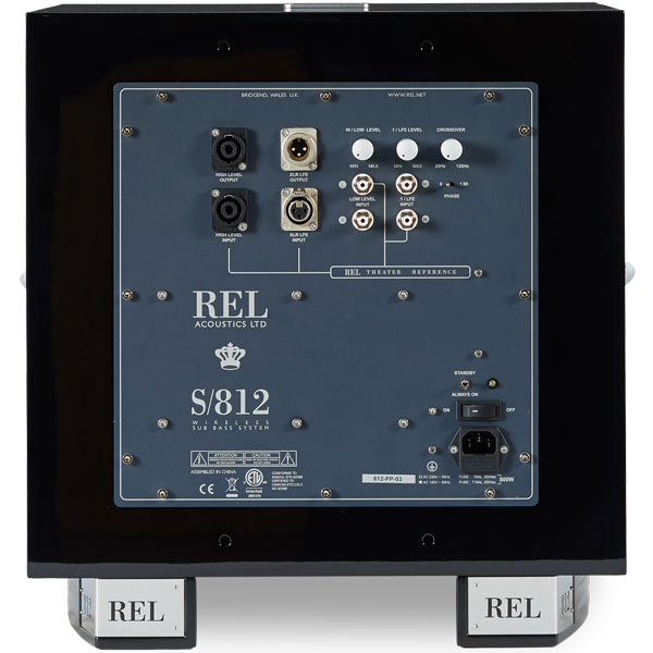 REL Serie S/812 rear amplifier panel